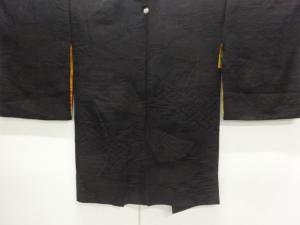 大正ロマン　漆檜扇に紗綾形模様織出し一ツ紋羽織